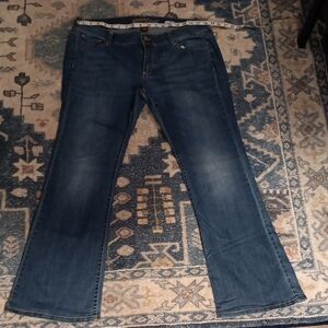 Blue Flare Wide Leg Jeans with Seam Details